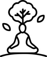 Silhouette of person practicing yoga under a tree with soft colors vector