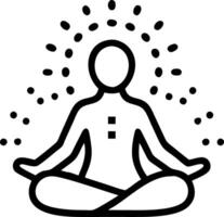 Silhouette of person meditating with digital particles flowing around bokeh effect copy space vector