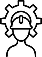Silhouette of engineer with helmet facing abstract machinery background vector