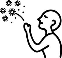 Silhouette of person blowing dandelion seeds with bokeh background vector