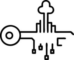 Silhouette of key unlocking cityscape with digital effects and copy space vector