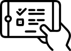 Quality inspector reviewing data from AI software on tablet vector