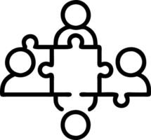 Puzzle pieces interconnected with team icons isolated on white background vector