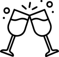 Plain background with toasting wine glasses and confetti copy space above vector