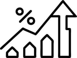 Plain black background with illuminated percentage increase icon vector