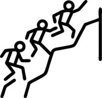 Plain background with silhouettes of people rock climbing copy space on side vector