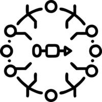 Plain beige background with digital icons arranged in a circular flow to represent transformation vector