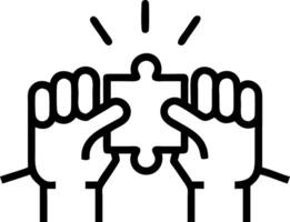 Portrait close up of hands placing the final puzzle piece celebrating team achievement copy space on bottom Set 4 vector