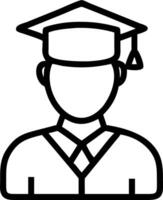 Portrait of graduate in cap and gown with reality background copy space on left vector