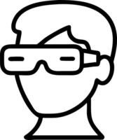 Portrait of team leader using augmented reality glasses for strategy planning copy space on right vector