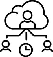 Project manager using cloud based project management software with team updates on screen vector