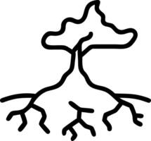 Plain yellow background with tree silhouette and roots forming a map copy space to the side vector