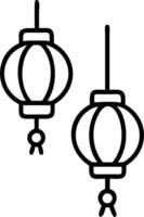 Plain white background featuring red Chinese lanterns with copy space on the right vector