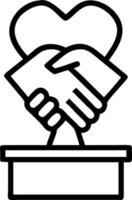 Podium with handshake forming heart and tricolor backdrop copy space above vector