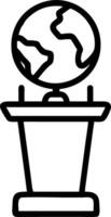 Podium with globe and country highlighted copy space on top vector