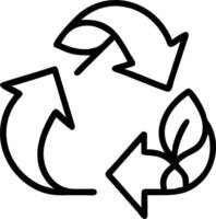 Plain white background with a recycling symbol and leaves as decoration with ample copy space vector