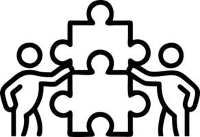 Monochrome team silhouettes solving puzzle isolated on white background Set 7 vector