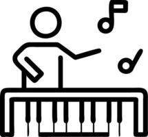 Musician composing on digital keyboard with copy space vector
