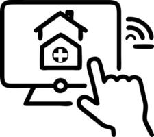 Patient accessing telemedicine services from home via tablet copy space Set 3 vector
