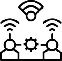 Network engineers deploying IoT devices in a glossy smart factory with copy space vector