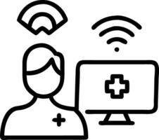 Nurse assisting patient remotely with telemedicine tools copy space Set 2 vector