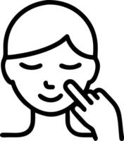 Person applying face cream on plain background copy space on right vector