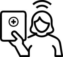 Nurse using telemedicine tablet in modern clinic copy space vector