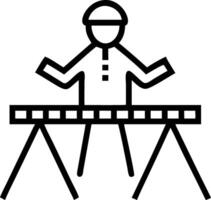 Plain background of an engineer conducting structural analysis on a bridge model with copy space vector