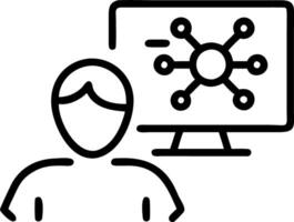 Plain background of data scientist using neural networks for digital transformation with copy space vector