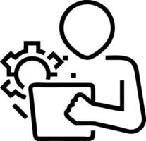 Plain background of an IT specialist using augmented reality for innovation with copy space vector