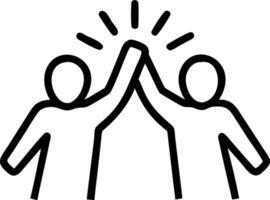 Plain background featuring group high fiving copy space below. vector