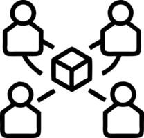 Plain background of a tech team collaborating on blockchain projects in a modern office with copy space vector
