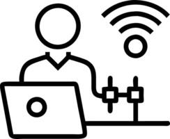 Plain background of an engineer using IoT devices for smart infrastructure with copy space vector
