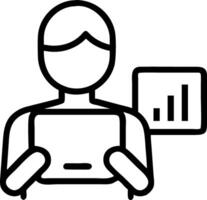 Plain background of a data analyst reviewing big data charts on a tablet in a minimalist office with copy space vector
