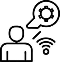 Plain background of IT manager overseeing IoT deployment for digital transformation with copy space vector