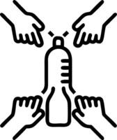 Macro shot of tent zipper being closed by group hands copy space above. vector