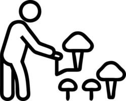 Man cultivating mushrooms in indoor urban farm setting vector