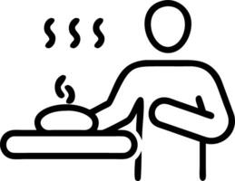 Man enjoying a hot stone massage at home copy space on right vector
