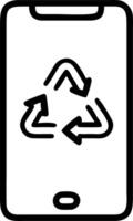 Macro shot of recycling app interface on smartphone with green data icons vector