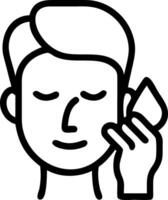 Man applying face moisturizer with soft abstract background copy space below vector