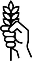 Macro shot of wheat stalk in hand symbolizing connection to natural resources vector
