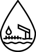 Macro shot of oil drop with industrial landscape reflection and copy space vector