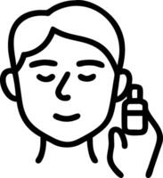 Man applying face serum on plain background copy space on left vector