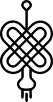 Macro shot of traditional Chinese knot with modern LED lights intertwined copy space above. Set 2 vector