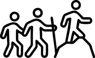 Mixed group hiking together in nature with copy space vector