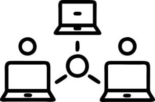 Marketing team collaborating on social media strategies plain background copy space on top. vector