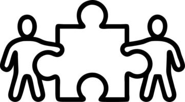 Monochrome team silhouettes solving puzzle isolated on white background Set 8 vector