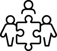 Monochrome team silhouettes solving puzzle isolated on white background Set 2 vector