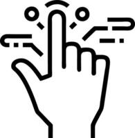 Macro shot of fingers touching a holographic interface with copy space vector