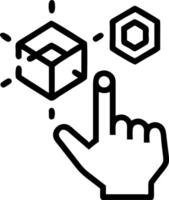 Macro shot of engineers hand interacting with holographic interface with copy space vector